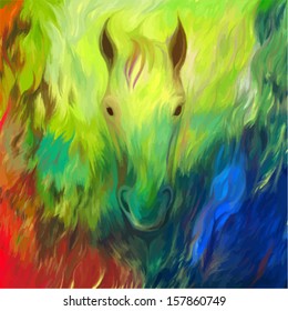 Abstract Oil painted Horse. Vector