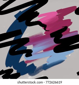 Abstract oil painting seamless pattern. Hand drawn paint brushes background. Print for fashion, decor, wrapping.