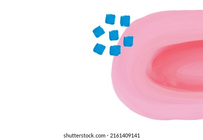 Abstract Oil Painting Style Vector Layouts. Light Blue, Pink and Red Dabs and Stains Print on a White Background. Modern Minimalist Vector Print ideal for Cover, Banner.