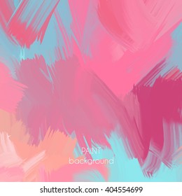 Abstract Oil Painting Texture. Hand Drawn Paint Brushes Background. Pastel Color Palette.