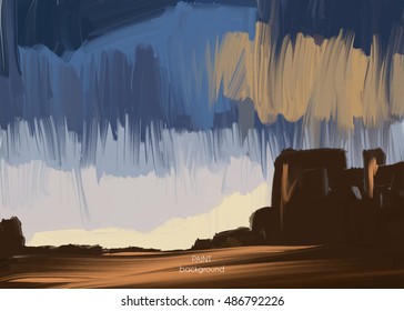 Abstract oil painting texture. Hand drawn paint brushes background.

