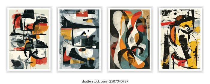 Abstract Oil Painting Vector, Juxtaposition of Textured Brushstrokes and Smooth Gradients