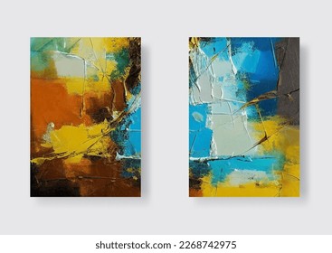 Abstract oil paintings. Creative design elements: posters, invitations, banners, cards, websites, wallpapers, magazines. Modern art. Vector illustration.