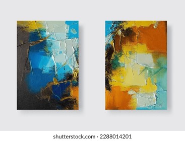 Abstract oil paintings. Creative design elements: posters, invitations, banners, cards, websites, wallpapers, magazines. Modern art. Vector illustration.