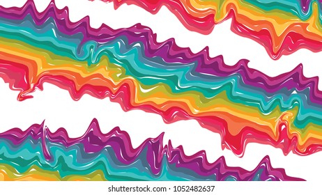 Abstract Oil Paints Colorful Lines Wavy Striped Vector Background.