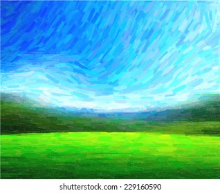 abstract oil paints landscape. vector EPS 10