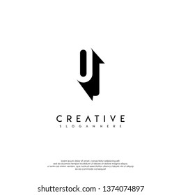abstract OJ logo letter in shadow shape design concept