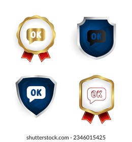 Resumen Ok Message Badge y Label Collection, se pueden usar para diseños de negocios, presentaciones o cualquier diseño adecuado.