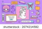 Abstract old aesthetic groovy background. Linear vaporwave retro desktop wallpaper. Modern vintage comics illustrations. Trendy, nostalgic, colorful style 70s, 80s, 90s. Posters, social media posts.