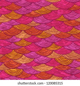 Abstract Old Seamless Yellow Pink Wave Pattern. Vector Background