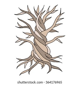 Abstract old tree with roots, zen doodle for your design