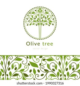 Abstract olive tree emblem. Modern illustration. Isolated vector. Great for logo, monogram, invitation, flyer, menu, brochure or any desired idea.