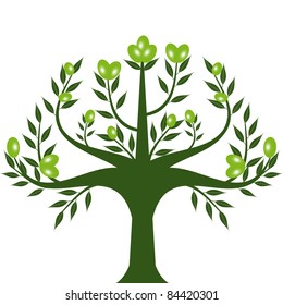 Abstract olive tree isolated on white background