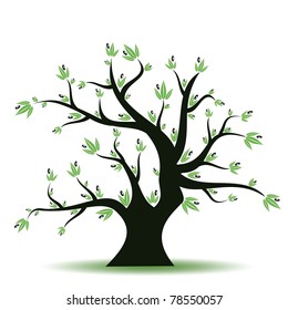 Abstract olive tree on white background