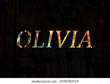 Abstract Olivia Text Effect Design Black Background