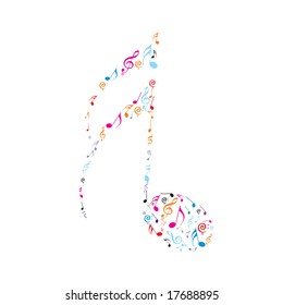 Abstract olour music notes