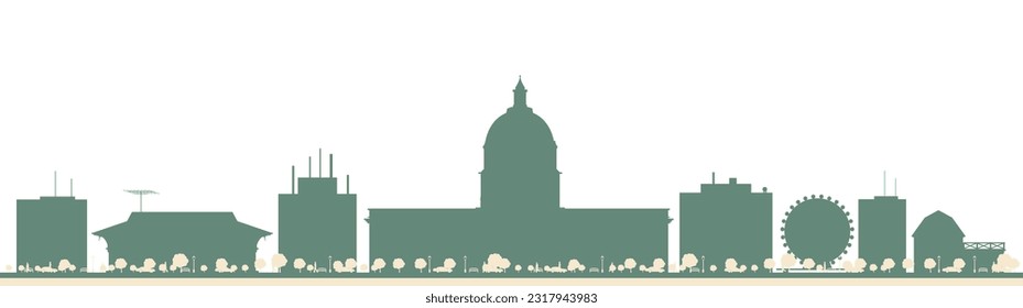 Abstract Olympia Washington City Skyline with Color Buildings. Vector Illustration. Business Travel and Tourism Concept with Modern Buildings. Image for Presentation, Banner, Placard and Web Site.