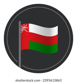 Resumen Icono plano de bandera de Omán en círculo aislado en fondo blanco