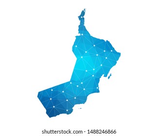 Abstract Oman Map geometric rumpled triangular low poly style gradient graphic on white background , line dots polygonal design for your . Vector illustration eps 10
