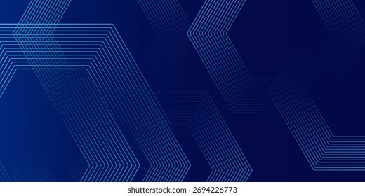 Abstract on dark blue background with blue light hexagon geometric lines pattern. Simple design. Modern texture lines. Vector illustration.