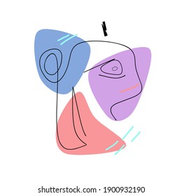 Abstract one continuous face line. Contemporary image in modern cubism style. Modern illustration vector.