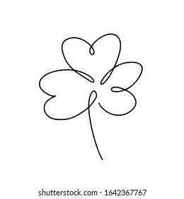 Abstract one continuous line art with botanical illustration with clover. Simple digital illustration. Vector graphic design download