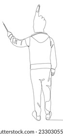 Resumen de una línea continua de Hombre con la mano como señalamiento en la cabeza. Concepto vectorial de Ilustración de líneas delgadas. Contour Drawing Ideas Creativas.