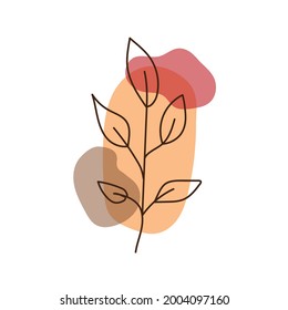 Abstract one line art leaf. Botanical art. Foliage line art drawing. Modern Art. Vector illustration