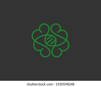 Abstract one line brain logo icon minimal style illustration. DNA vector emblem sign symbol logo.