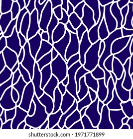 Abstract One Line Drawing Geometric Giraffe Skin Camouflage Repeating Vector Pattern Isolated Background 