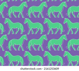 Resumen de una línea dibujando caballos con sombras patrón vectorial sin costura fondo aislado