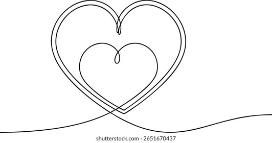 Abstract One Line Drawing of a Love Heart for Valentine’s Day or Wedding