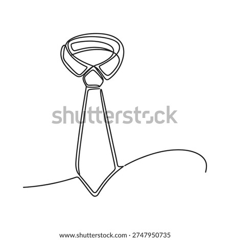 Abstract one line drawing of a necktie with a collar