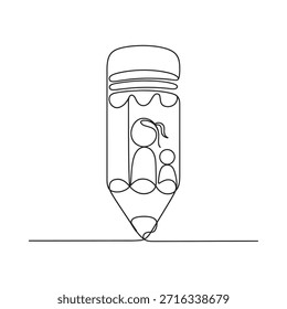 Dibujo Abstractas de una línea de un lápiz con personas dentro