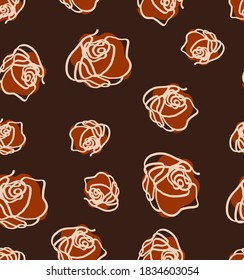 Resumen Una línea Roses de dibujo Repetidor Patrón vectorial Fondo aislado