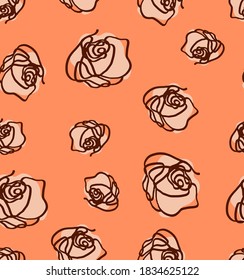 Resumen Una línea Roses de dibujo Repetidor Patrón vectorial Fondo aislado