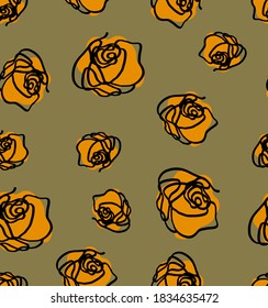 Resumen Una línea Roses de dibujo Repetidor Patrón vectorial Fondo aislado