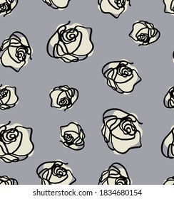Resumen Una línea Roses de dibujo Repetidor Patrón vectorial Fondo aislado