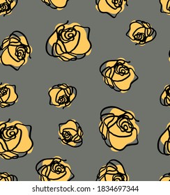Resumen Una línea Roses de dibujo Repetidor Patrón vectorial Fondo aislado
