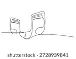 Abstract one line drawing of sixteenth notes with a wavy path, representing fluid musical rhythm.