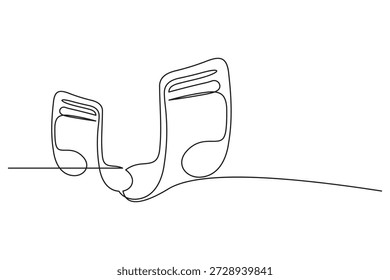 Um desenho de uma linha de dezesseis notas com um caminho ondulado, representando um ritmo musical fluido.