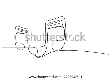 Abstract one line drawing of sixteenth notes with a wavy path, representing fluid musical rhythm.