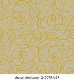 Abstractas Una Línea Dibujo Dos Colores Encaje Romántico Flores De Rosa Patrón De Vector Sin Costura Fondo Aislado