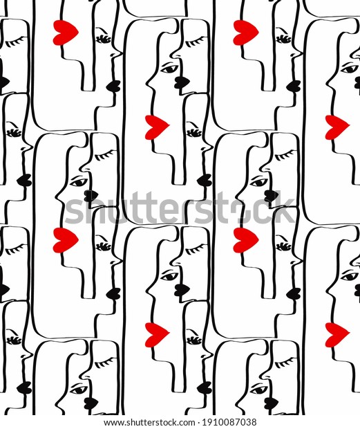 Abstract One Line Drawing Woman Faces Stock Vector Royalty Free 1910087038 Shutterstock 2884