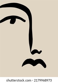 Abstract one line face. Contemporary drawing in modern cubism style. Decor Printable Art, Abstract Art Prints, Modern Wall Art, House Warming Gift. 