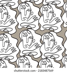 Abstract one line face. Contemporary drawing in modern cubism style. Decor Printable Art, Abstract Art Prints, Modern Wall Art, House Warming Gift. 