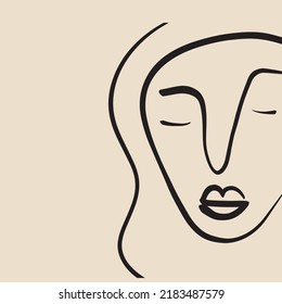 Abstract one line face. Contemporary drawing in modern cubism style. Decor Printable Art, Abstract Art Prints, Modern Wall Art, House Warming Gift. 