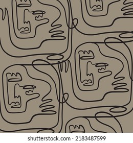 Resumen de una línea. Dibujo contemporáneo al estilo cubista moderno. Decoración De Arte Imprimible, Pinturas De Arte Abstracto, Muros Modernos, Regalo De Calentamiento De Casa. 