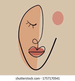 Abstract one line face illustration 