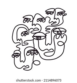 Abstract one line face. Minimalism. Cubism monochrome contemporary art. 